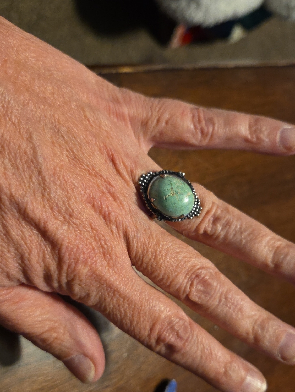 Silver Turquoise Statement Ring - Green Turquoise
